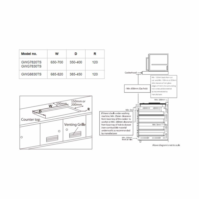 WHIRLPOOL 78cm 3 Burners Pub Gas Hob Tempered Glass Surface (exclude Installation) GWG7830TS-image 4