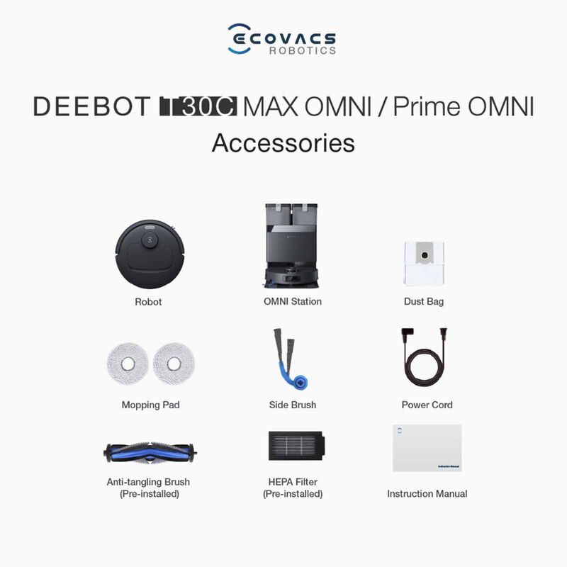 ECOVACS Deebot T30c Max Omni Robotic Vacuum Cleaner - White DLX71 - WHITE-image 9