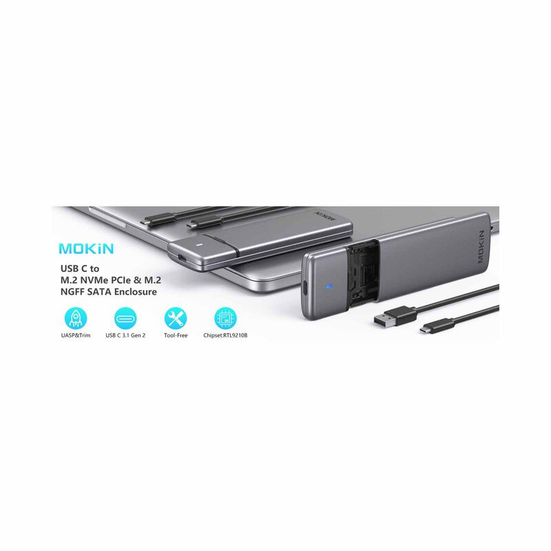 MOKIN M.2 Nvme&ngff Enclosure *support Usb3.1 10gbps MK-SKUD0501-image 3
