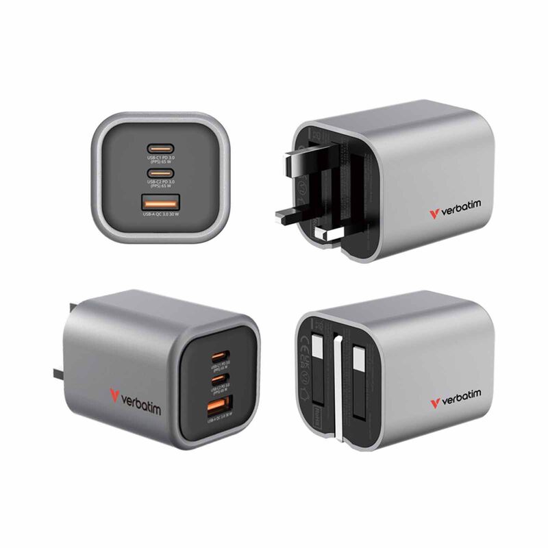VERBATIM Gan Charger 65w Foldable Uk Plug VM32351-image 2