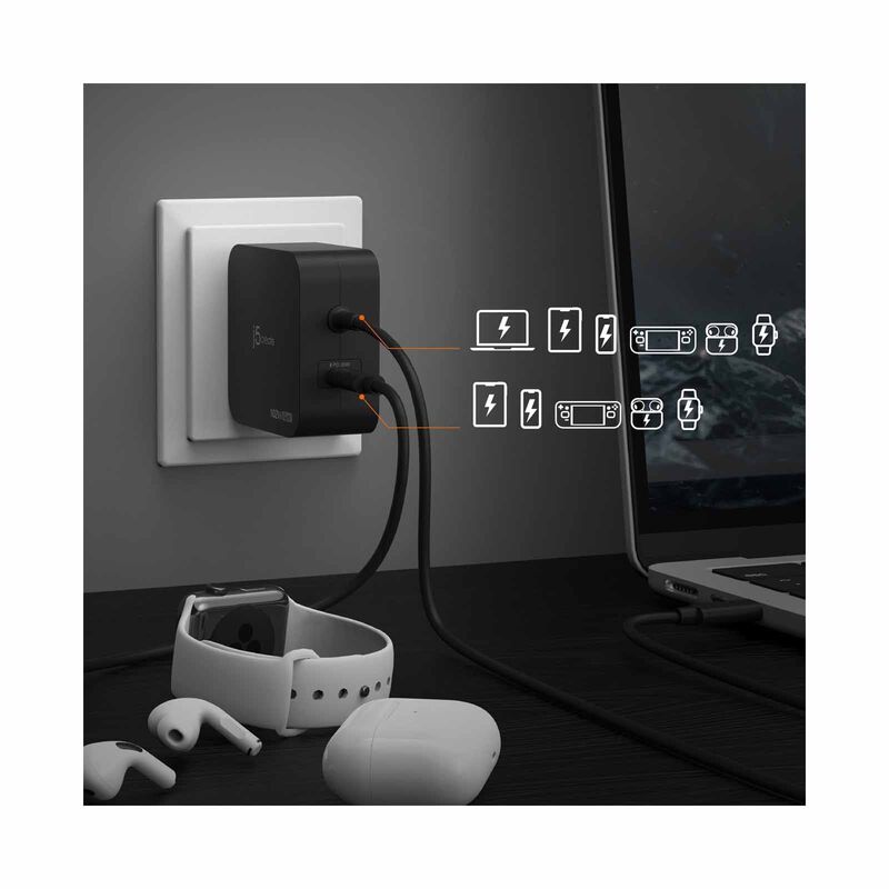 J5CREATE 102w Gan Pd Usb-c 2-port Charger With Changeable Ac Plugs JUP25102V-image 7