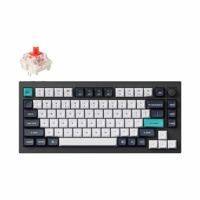 KEYCHRON Keychron Q1 Max 75% 81key, Carbon Black, Knob, Red Switch, Rgb Hot-swap Gateron Jupiter Switch KYCN-Q1M-M1