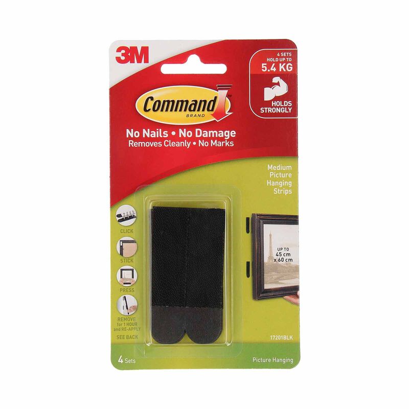 3M COMMAND Medium Black 8strips 17201BLK-image 1