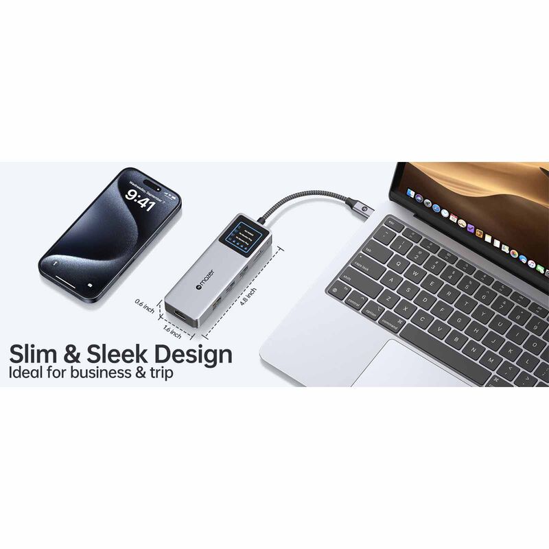 MAZER Ainfinitehub Ai With Smart Display 5-in-1 Hdmi 4k/60hz Pd100w-grey M-AI-HUB70-GY-image 6