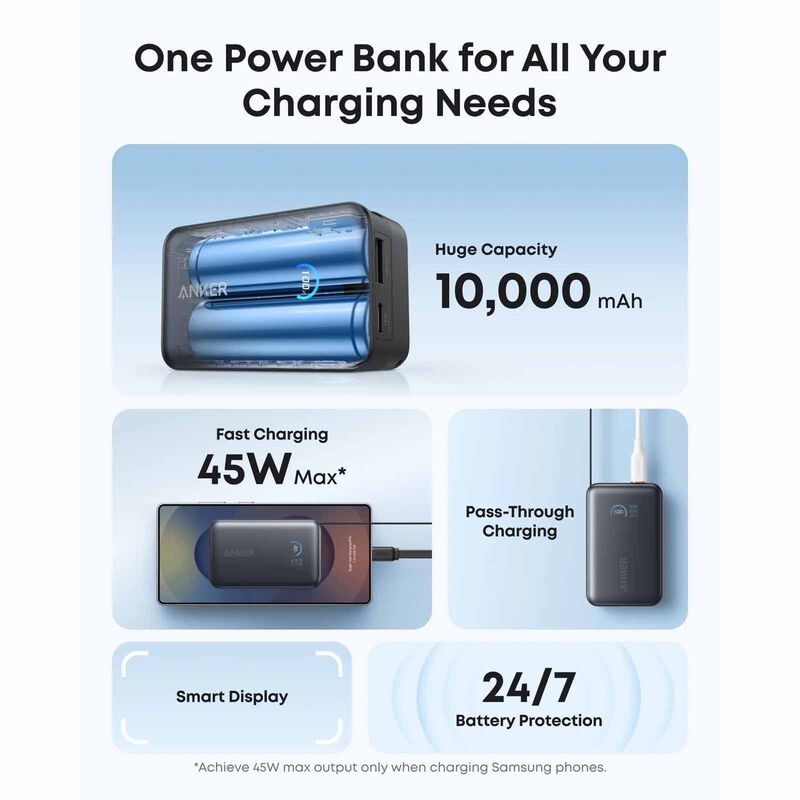 ANKER Nano Powerbank 10000mah 45w Retractable Usb-c - Black A1638H11-image 2