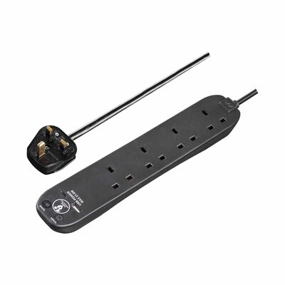 MASTERPLUG Surge Extension Lead 4 Socket, Fast Charge Usb A & C Black SRGUAC2242NB