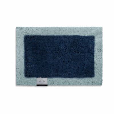 GRAND ATEL Plush Bath Rug - Navy HOME COLLECTION BARETT BORDER