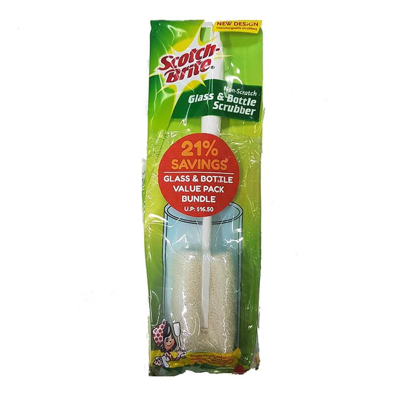 3M SCOTCHB Value Pack: Glass & Bottle Scrubber W/foc 2 Free Refills XD005518936-image 2
