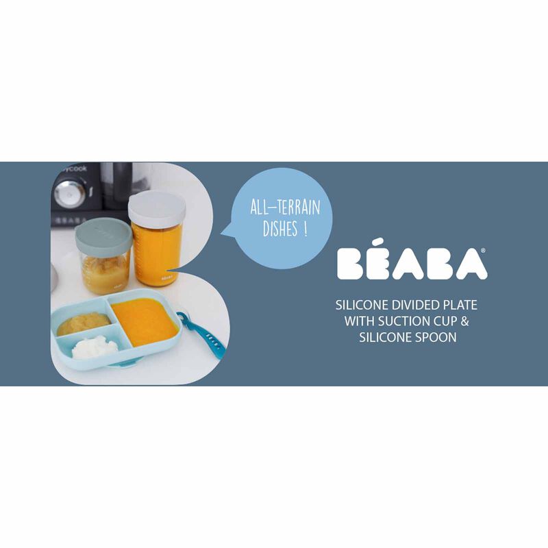 BEABA Suction Divided Plate & Spoon - Pink (online) SILICONE-image 6