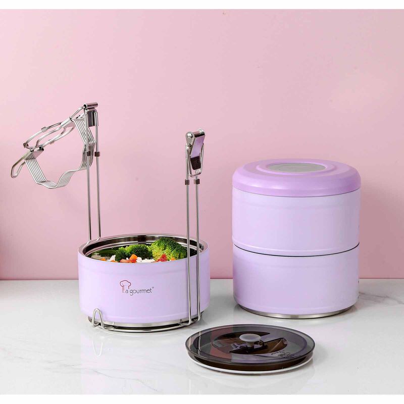 LA GOURMET Periwinkle 2.1l 3-tier Tiffin Carrier LGPWE409607-image 3