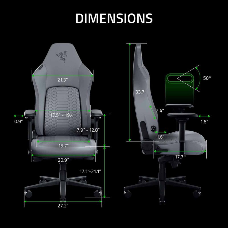 RAZER Iskur V2 Newgen - Ergonomic Gaming Chair W Breathable Comfort - Light Gray RZ38-04901000-R3CA-image 5