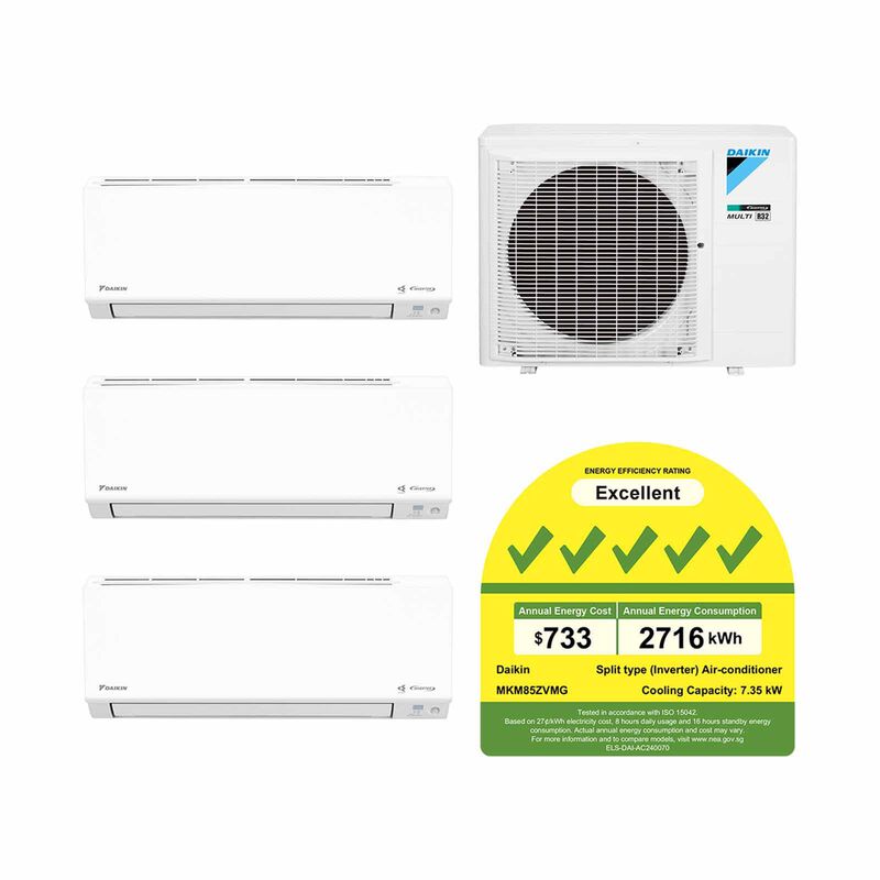 DAIKIN Daikin 8.5kwh Condenser Ismile Eco+ Series System 3 (12000btu X 3) MKM85ZVMG+CTKM35ZVMG X 3-image 1
