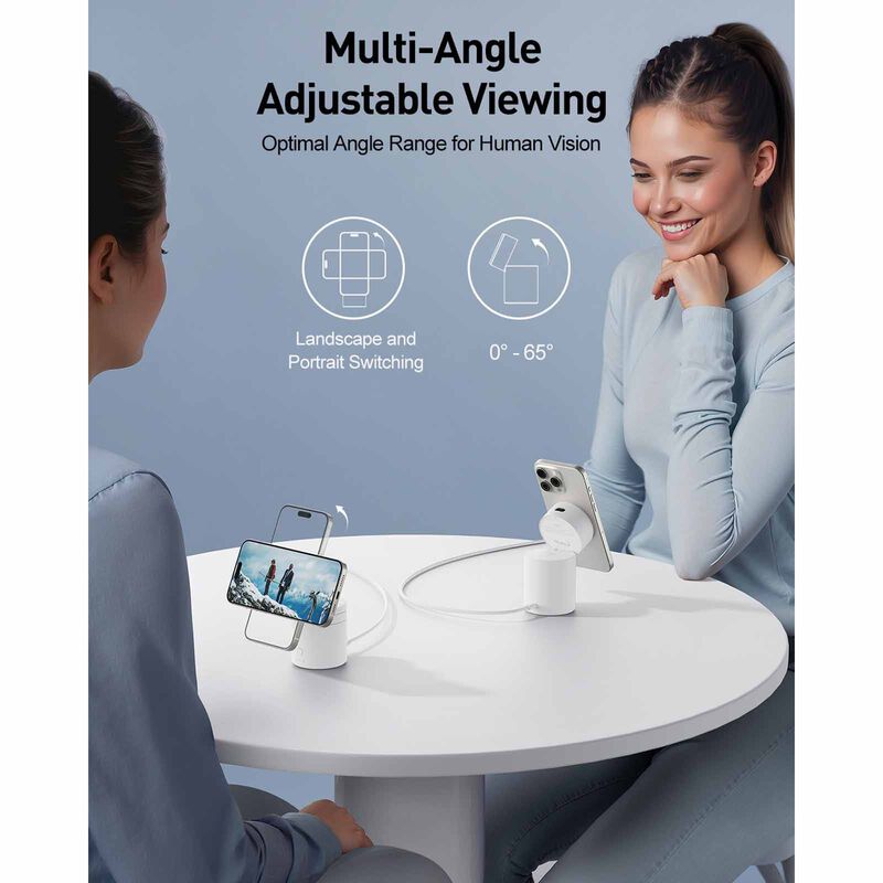 IWALK Power Stand 10000 Qi2 3-in-1 Wireless Charger White With Auto Rotation MXS006-002A-image 6