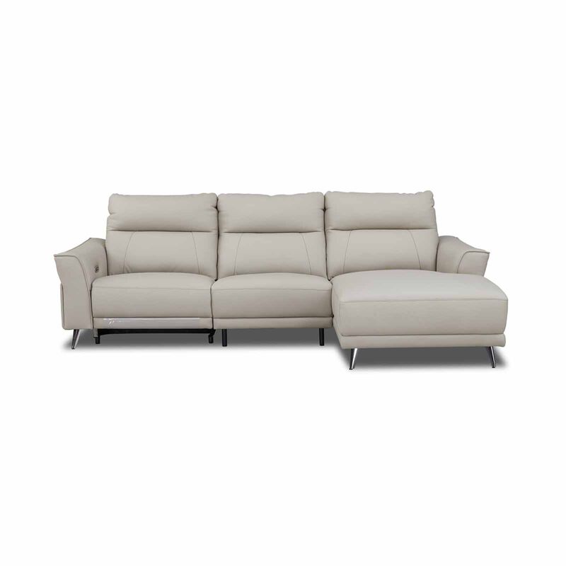GERBRSI L Shaped Recliner (hl) Right Cat A Grey Half Leather Sofa FAYE-image 1