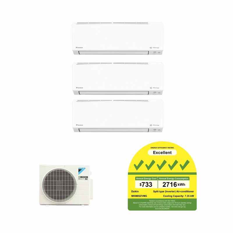 DAIKIN Daikin 8.5kwh Condenser Ismile Eco+ Series System 3 (9000btu X 2 18000btu X 1) MKM85ZVMG+CTKM25ZVMG X 2/CTKM50ZVMG-image null