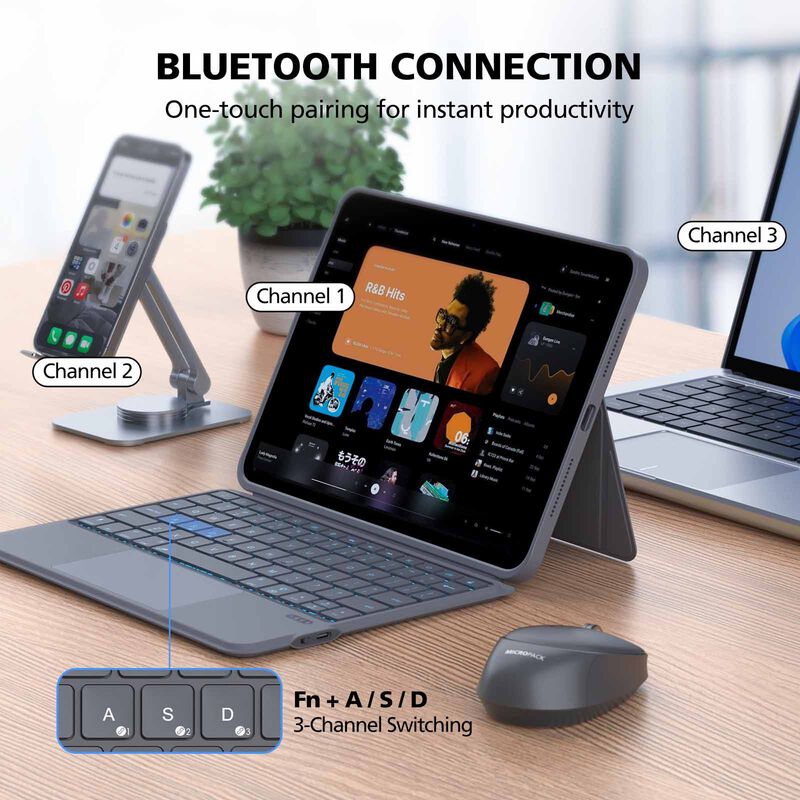 MICROPACK Smart Trackpad Multi-device Bluetooth Keyboard For Ipad Air MTK-01-AIR-image 7
