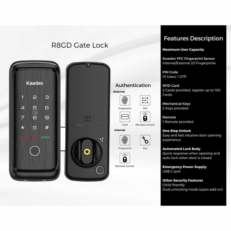 KAADAS Rim Lock For Metal Gate With Dual Unlocking Feature R8GD GATE LOCK-image 14