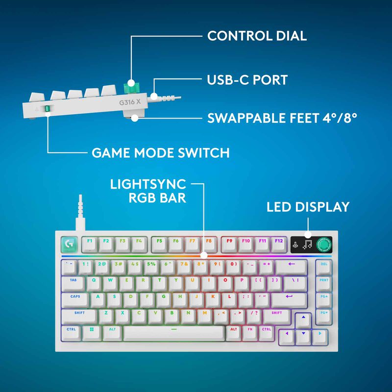 LOGITECH G316 X 75 Mech Keyboard White Tactile 920-014322-image 16
