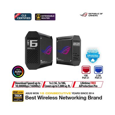 ASUS Ax10000 Tri-band Wifi6 Rog Gaming Router 2-pack GT6 B-2-PK