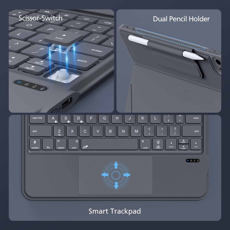 MICROPACK Smart Trackpad Multi-device Bluetooth Keyboard For Ipad Air MTK-01-AIR-image 10