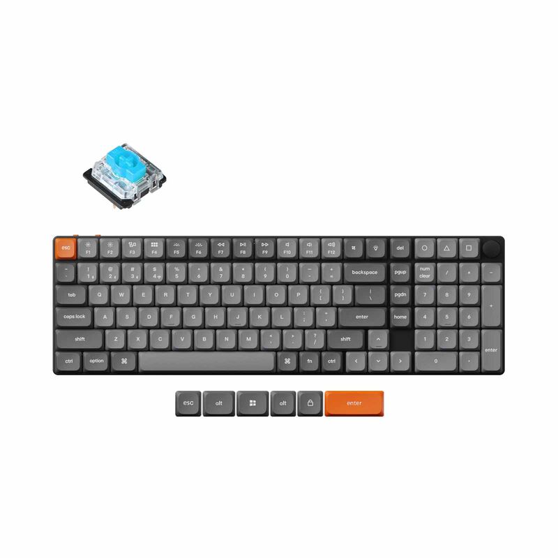 KEYCHRON K17 Max Qmk Wireless Custom Mechanical Keyboard, 96% 100 Key, Knob, Blue Switch, Rgb Backlight, Hot- KYCN-K17M-H2-image 1