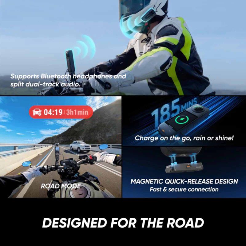 INSTA360 X5 Motorcyle Bundle (x5 Standard Bundle, Motocycle Kit, 128gb, X5 All-weather Usb Charging Cover) X502-image 6
