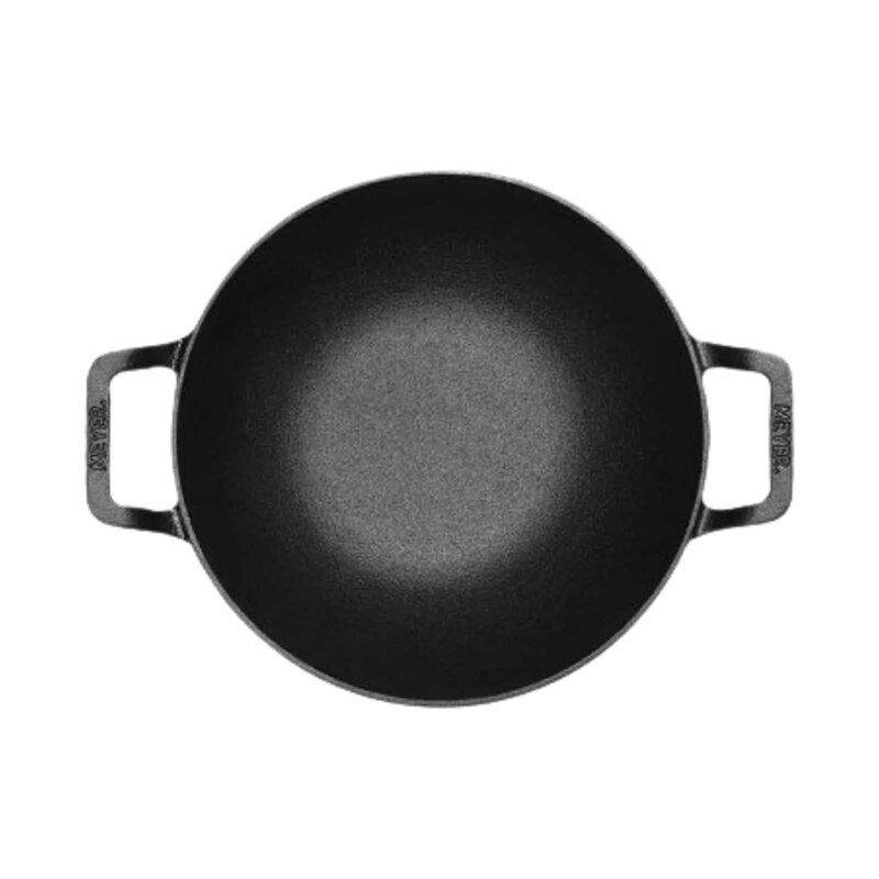 MEYER Pre-seasoned Cast Iron 24cm/3l Deep Kadai With Glass Lid 48188-image 2