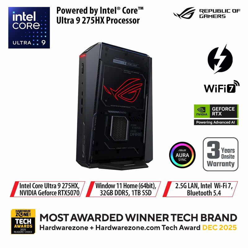 ASUS Rog Nuc U9-275hx 32gb 1tb Ssd Win 11 Rtx5070 Black RNUC15JNK9X489A0-image 1