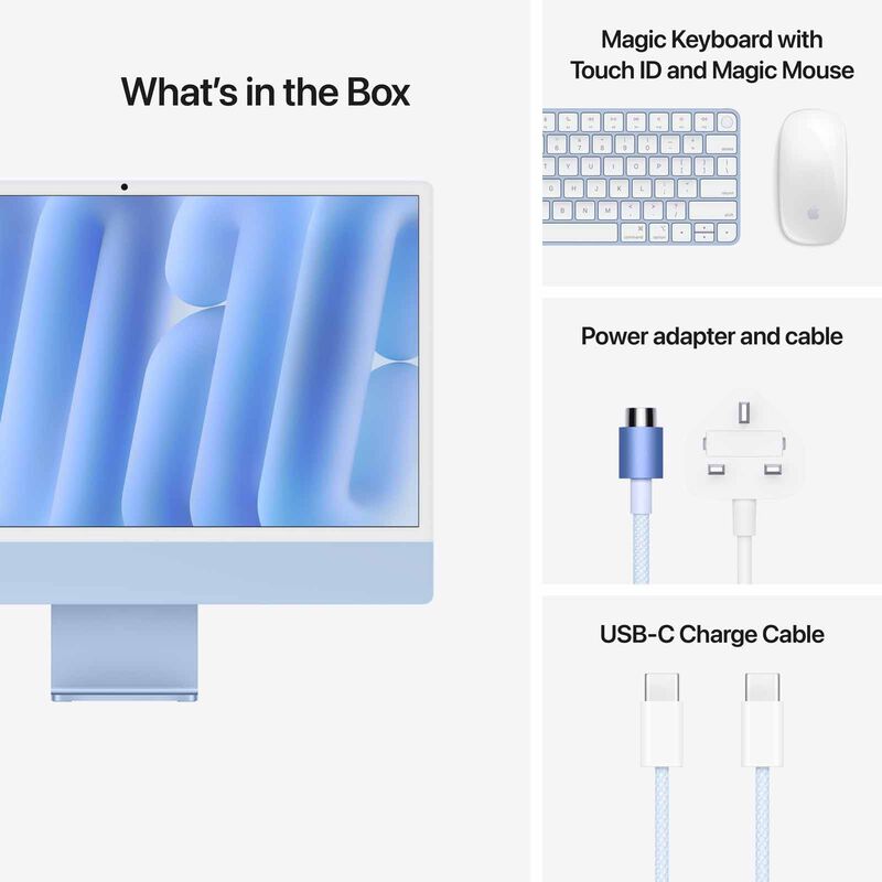 APPLE 24-inch Imac Apple M4 Chip With 10-core Cpu And 10-core Gpu, 16gb, 256gb Ssd - Blue MWV13ZP/A-image 7