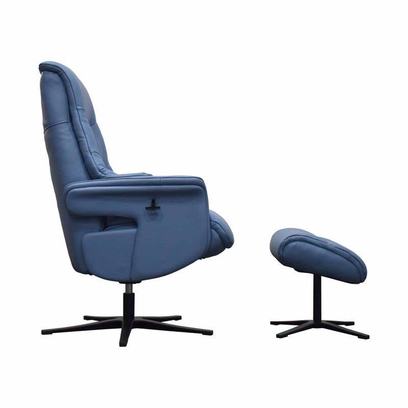 Recliner Chair W Ottoman (fl) Blue Full Leather ASTRID-image 3