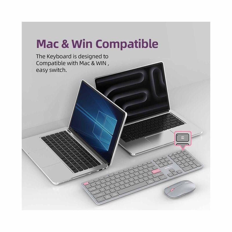 MICROPACK Lifestyle 2.4g + Bluetooth Rechargeable Wireless Keyboard - Grey K-310W-GY-image 6