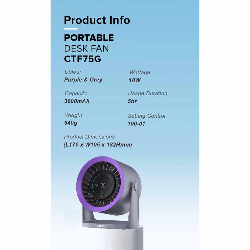 CORNELL Portable Desk Fan CTF75G-image 6