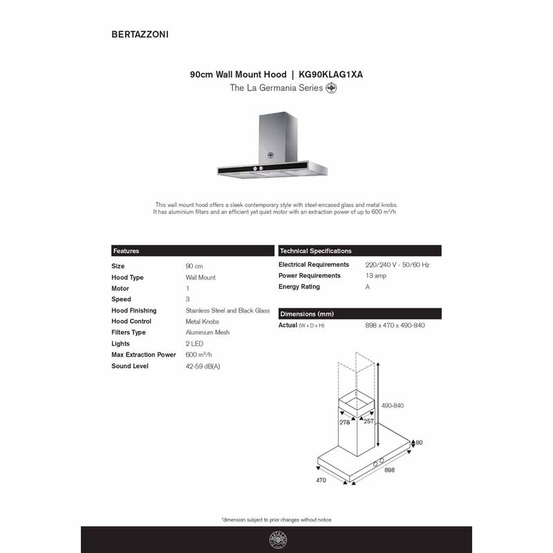 BERTAZZONI 90cm Wall Mount Hood KG90KLAG1XA-image 5