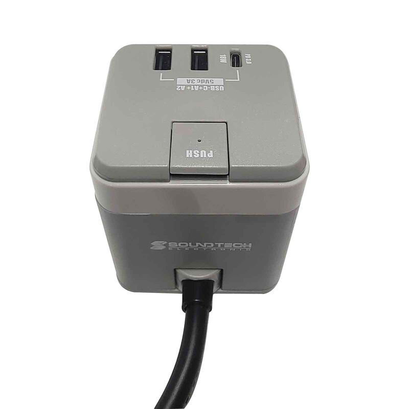 SOUNDTEOH Power Cube Extender With Usb A + C Quick Charger CES-889/D.G-image 3