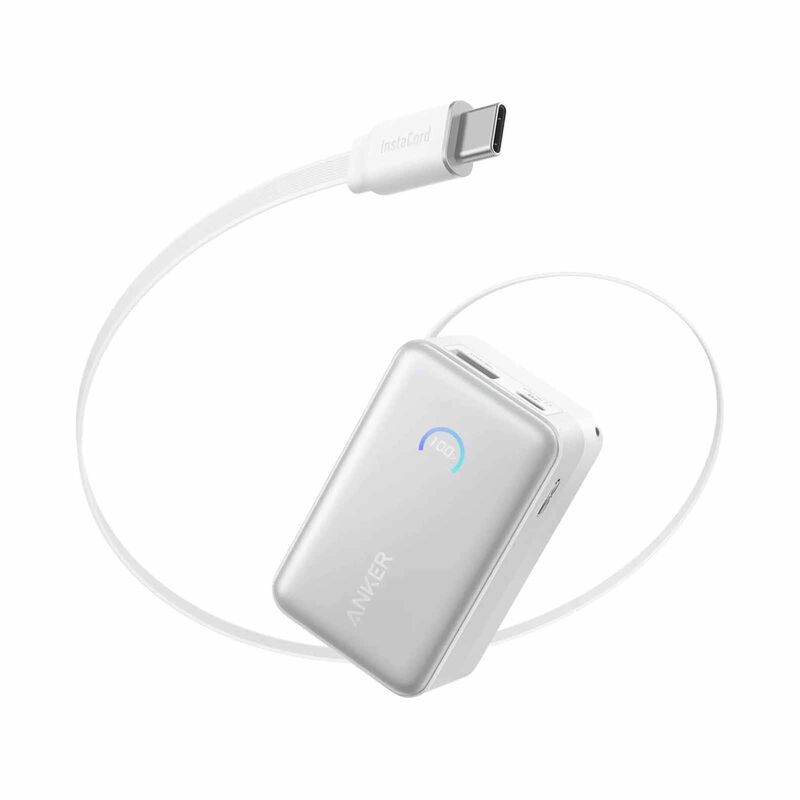 ANKER Nano Powerbank 10000mah 45w Retractable Usb-c - White A1638H21-image 1