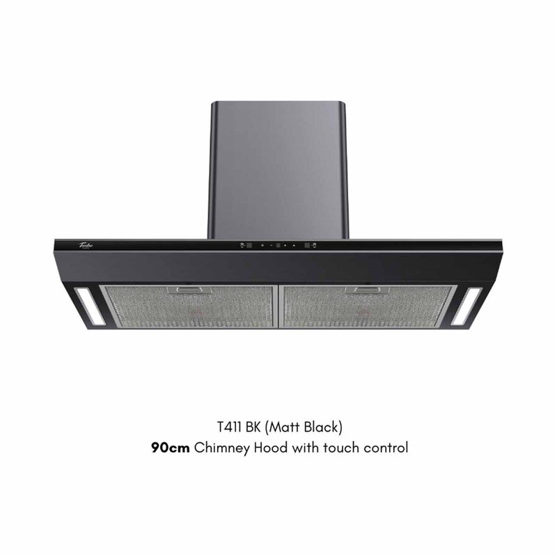 TURBO Chimney Hood (90cm) Black With Touch Control (exclude Installation) T411-BK-image 1
