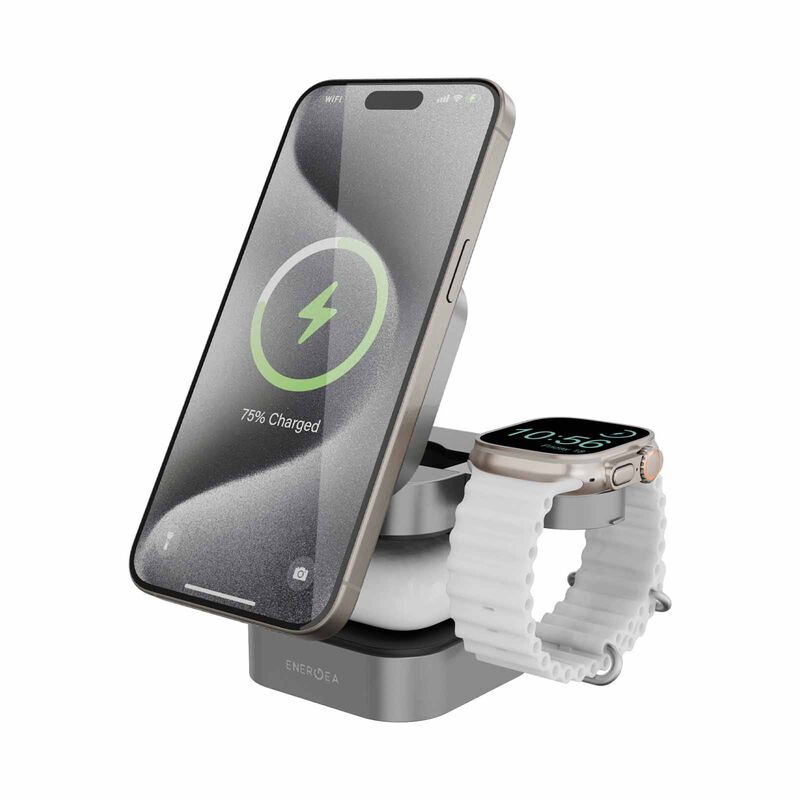 ENERGEA Magcube, 3in1 Foldable Qi2.0 Magnetic Fast Wireless Charger - Gunmetal Black MAG-CUBE-GUN-image 9