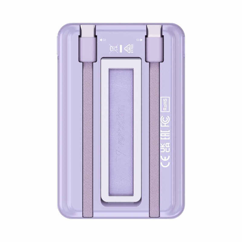 VERBATIM Powerbank Magnetic Wireless Charge 5000mah 2 X C Stand Purple VM32252-image 6