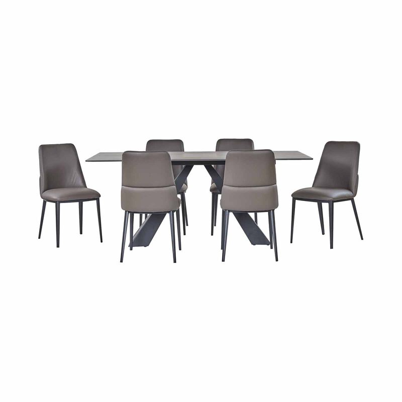 7 Piece Dining Set (beige) HANWELL-image 6