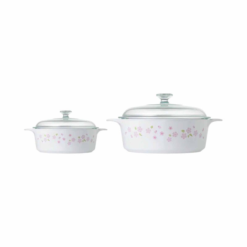 CORELLE 4pc Covered Casserole Set - Sakura (atrium Special Buy) P-243-SR-image null