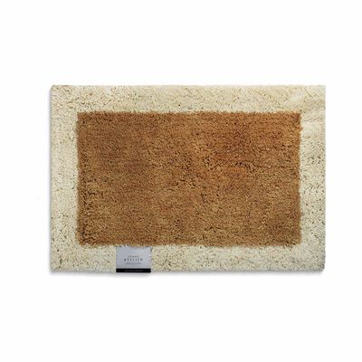 GRAND ATEL Plush Bath Rug - Sand HOME COLLECTION BARETT BORDER