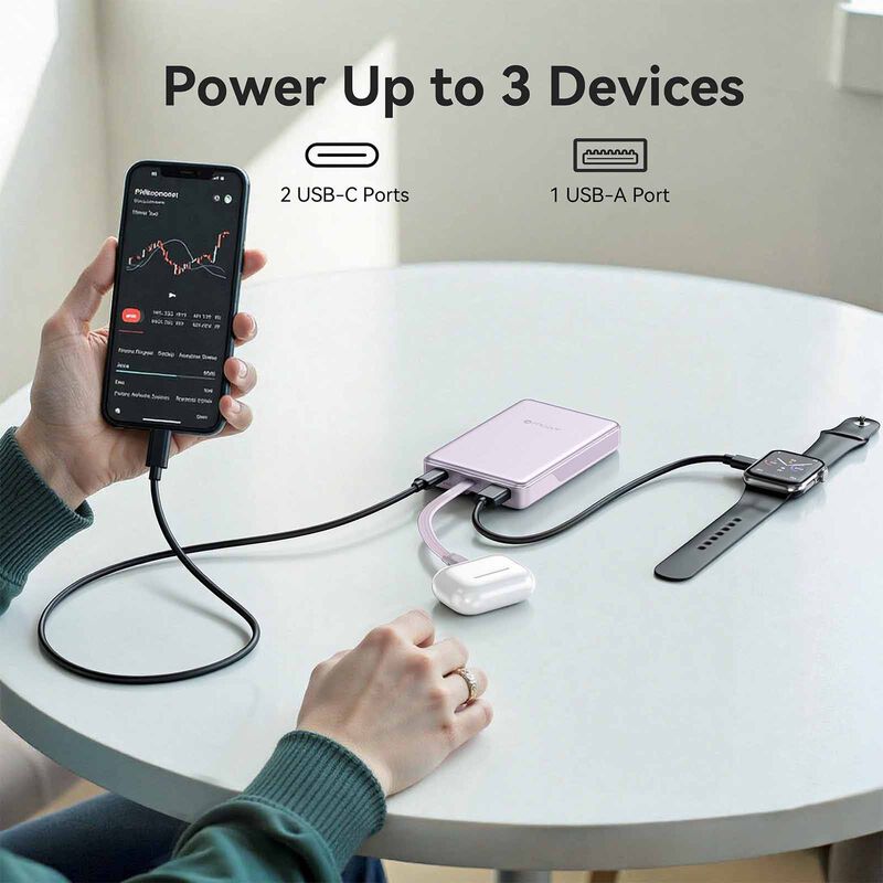 MAZER Powercharge Link 10,000mah Pd35w With Built-in C-cable Powerbank - Lavendar M-PC35L10V3-LD-image 8
