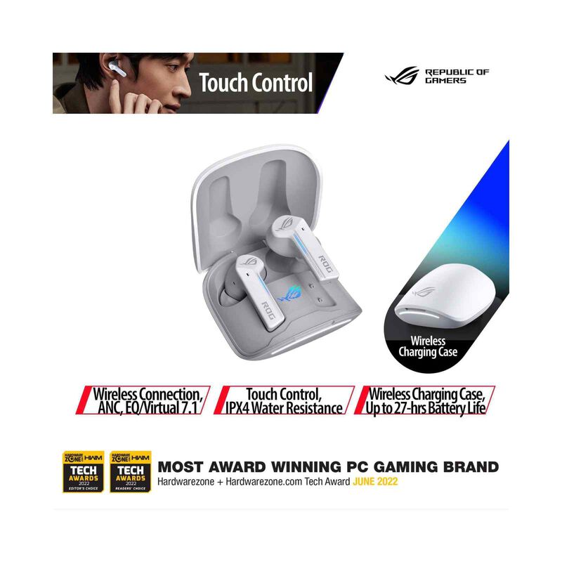 ASUS Rog Cetra True Wireless Earbuds - White ROG CETRA TRUE WIRELESS WHITE-image 1