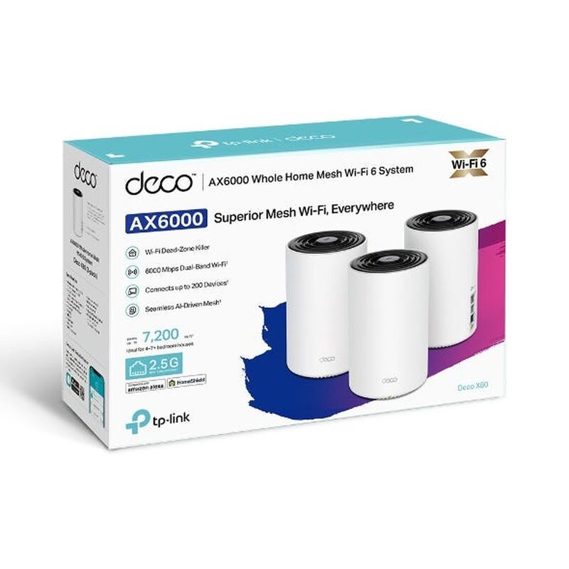 TP LINK Ax6000 Dual-band Mesh Wifi 6 System - 3 Pack TPL-DECO-X80-3PK-image 5