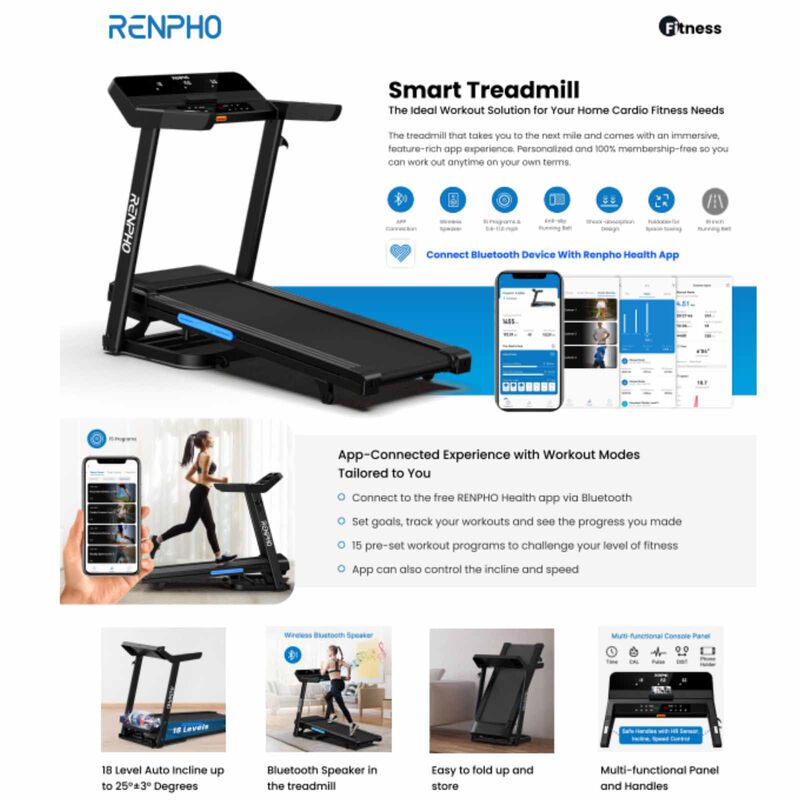 RENPHO Smart Treadmill - Grey R-Q004-BK-image 4