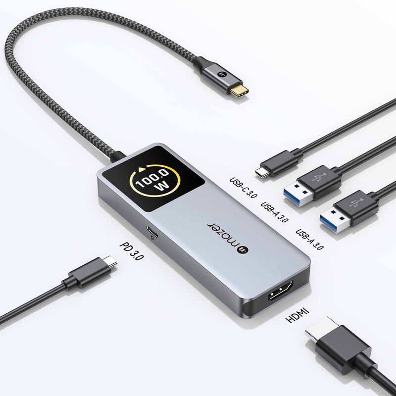 MAZER Ainfinitehub Ai With Smart Display 5-in-1 Hdmi 4k/60hz Pd100w-grey M-AI-HUB70-GY-image 1