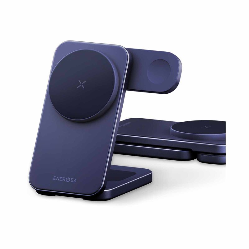 ENERGEA Magtrio 2, 3-in-1 Foldable Qi2 25w Wireless Charger 25w - Indigo Blue MAG-TRIO2-BLU-image 1