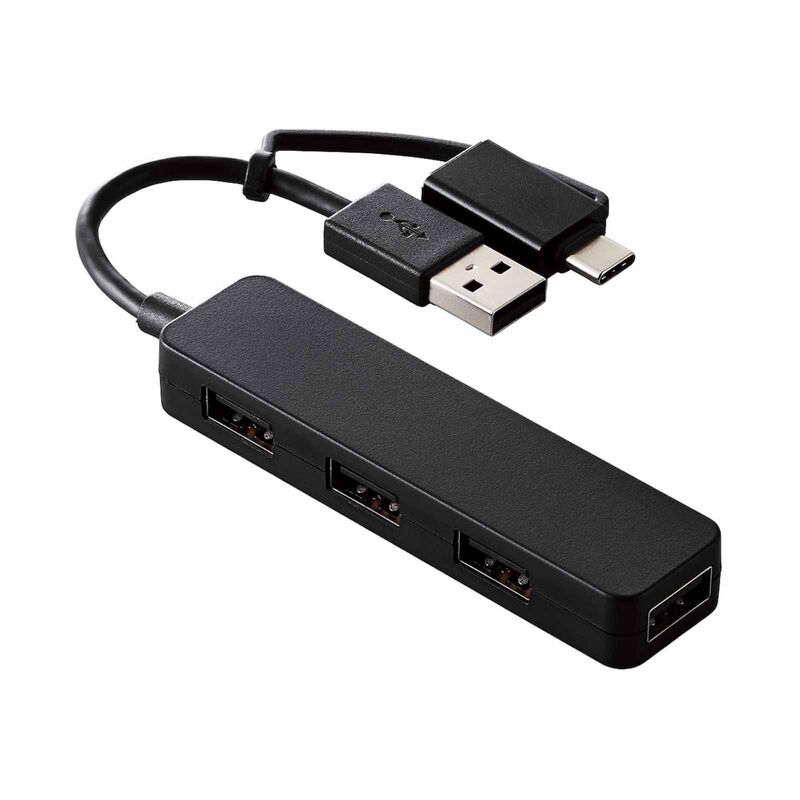 ELECOM Usb C/a 4ports 2.0 Hub Blk U2H-CA4003BBK-image 1