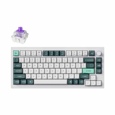 KEYCHRON Keychron Q1 He 75% 82key, Shell White, Knob, Purple Rgb Hot-swap Gateron 2.0 Magnetic Switch KYCN-Q1H-P1