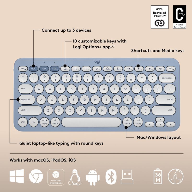 LOGITECH Pebble 2 Combo - Tonal Blue (1y) 920-012190-image 8